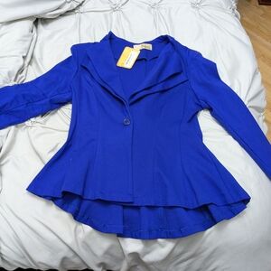 High low royal blue women's blazer